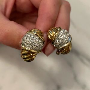 Gold-Tone Earrings with Faux Crystals